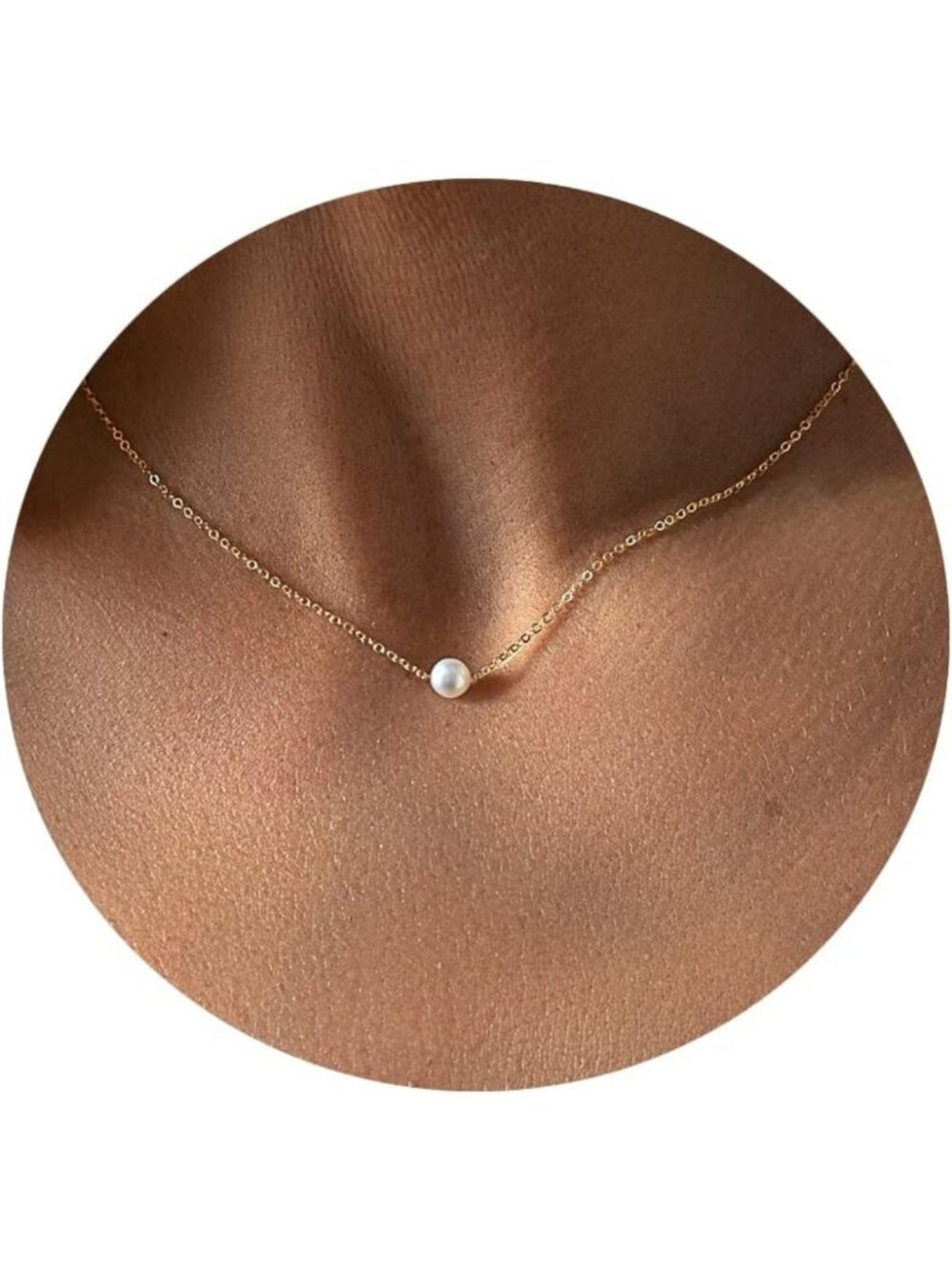 Dainty Handmade Pearl Necklace for Women, 14K Gold Plated Everyday Jewelry Gift